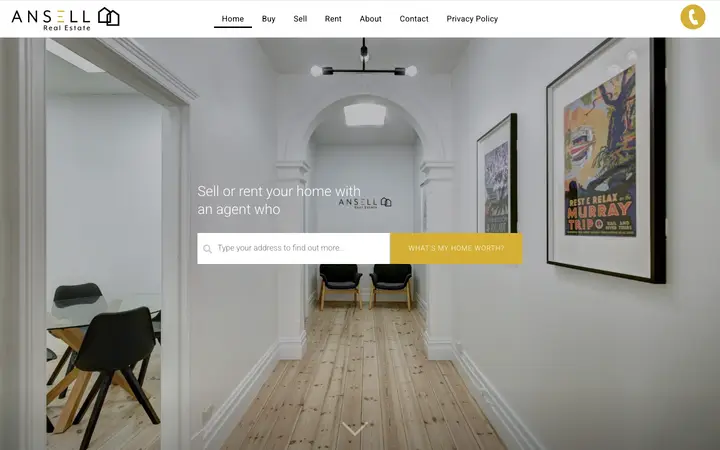 ansellrealestate.com.au homepage on desktop