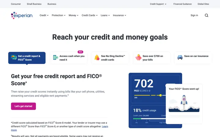 experian.com homepage