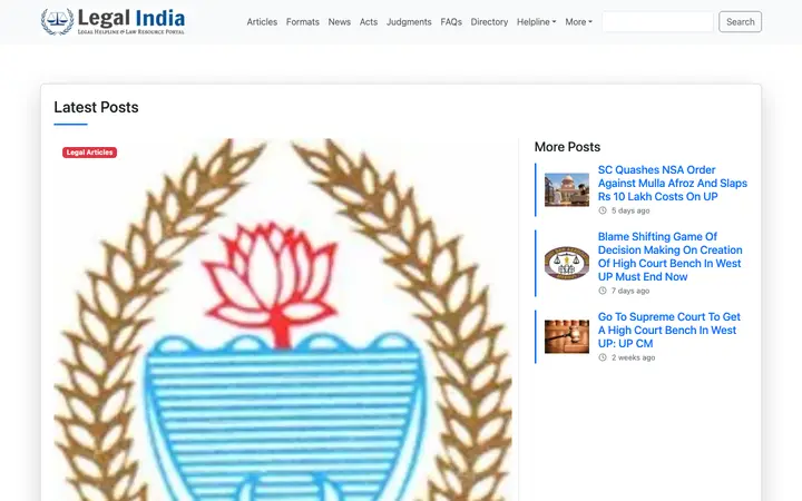 legalindia.com homepage