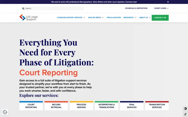 uslegalsupport.com homepage