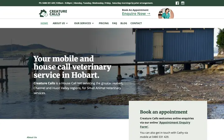 creaturecalls.com.au homepage