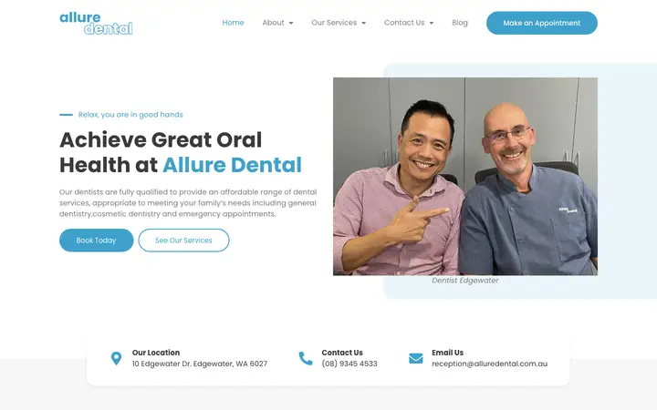 alluredental.com.au homepage