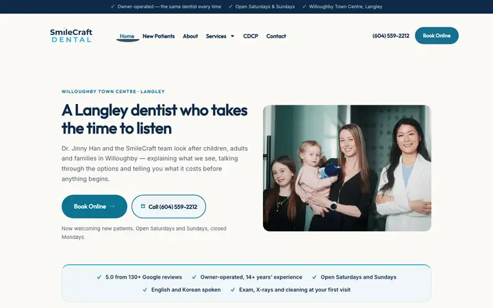 smilecraft.ca homepage