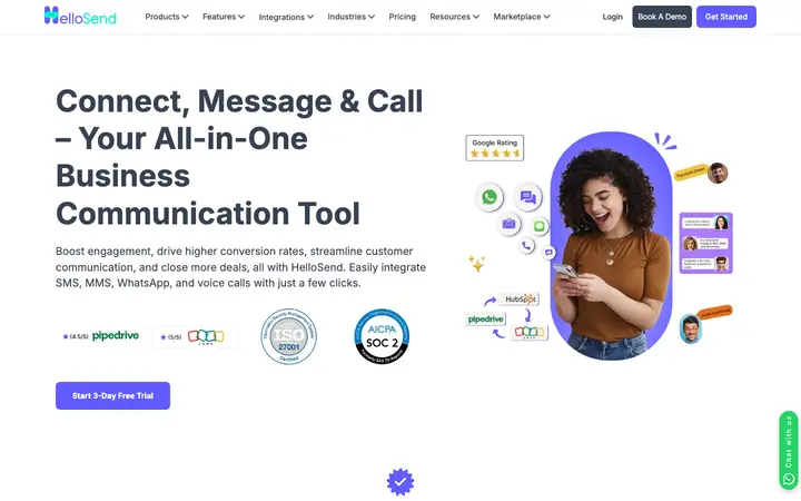 hellosend.com homepage