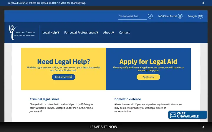 legalaid.on.ca homepage