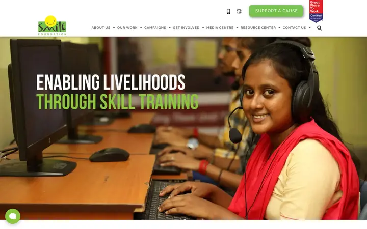 smilefoundationindia.org homepage