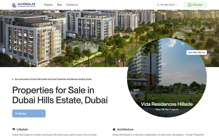 dubaihills-properties.ae homepage