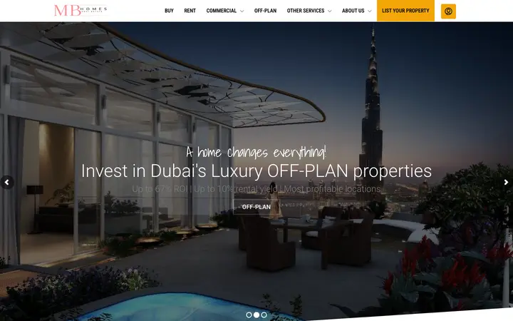 mbhomes.ae homepage