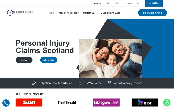 personalinjuryclaims.scot homepage