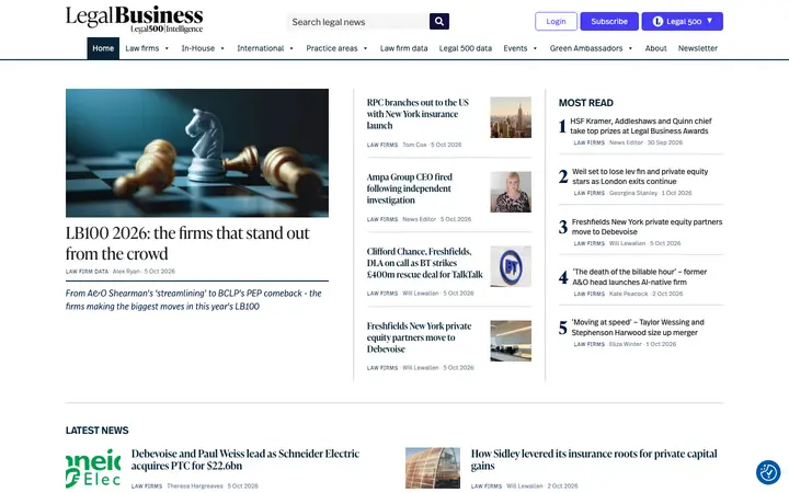 legalbusiness.co.uk homepage