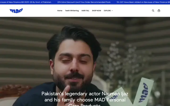 madpersonalcare.com homepage