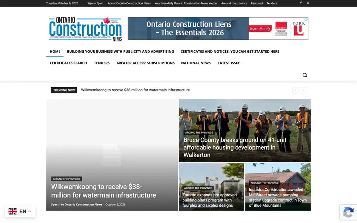 ontarioconstructionnews.com homepage