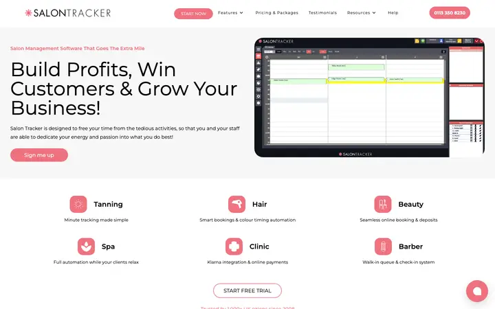 salontracker.co.uk homepage