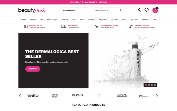 beautyflash.co.uk homepage
