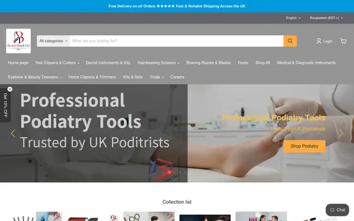 beautytrack.co.uk homepage