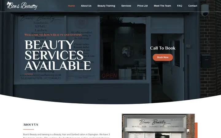 bowsbeautyandtanning.co.uk homepage