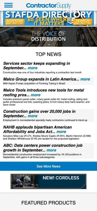 contractorsupplymagazine.com homepage on mobile