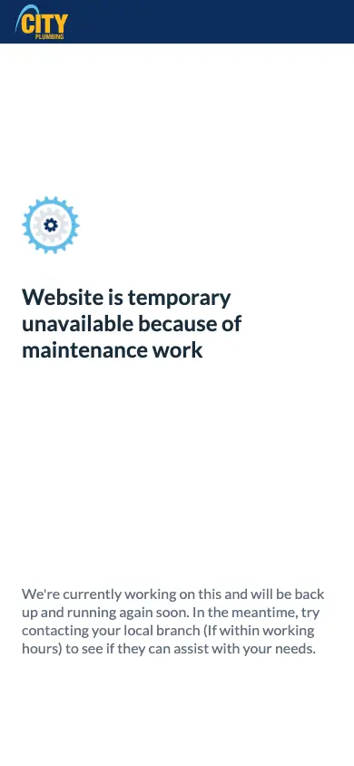 cityplumbing.co.uk homepage on mobile
