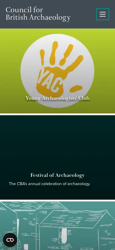 archaeologyuk.org homepage on mobile