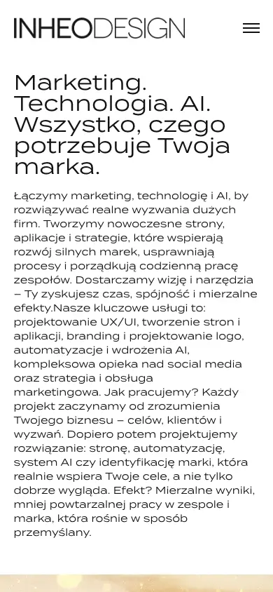 inheodesign.com homepage on mobile