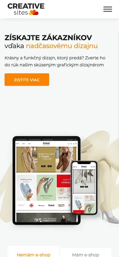creativesites.sk homepage on mobile
