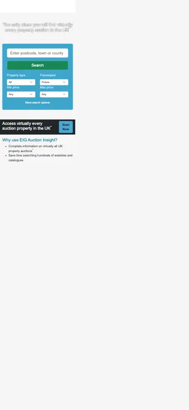 eigpropertyauctions.co.uk homepage on mobile