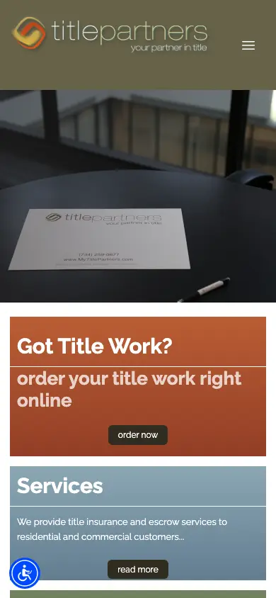 mytitlepartners.com homepage on mobile