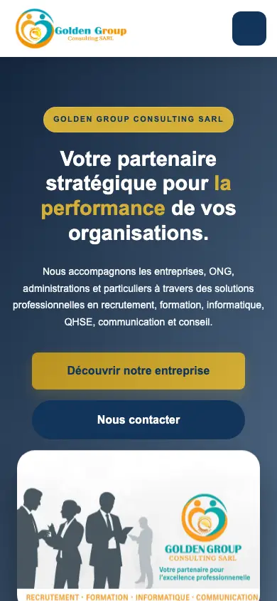 goldengroupsarl.com homepage on mobile