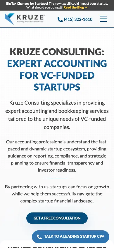 kruzeconsulting.com homepage on mobile