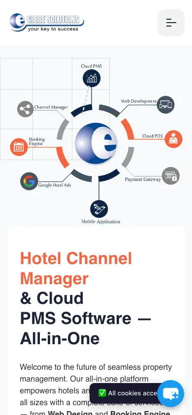eglobe-solutions.com homepage on mobile