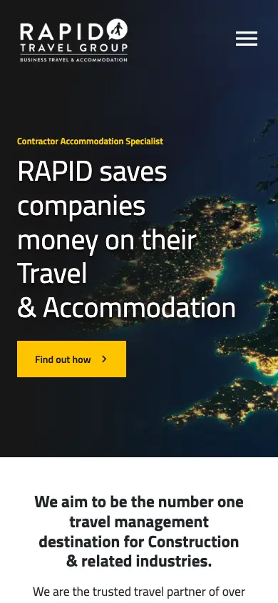 rapidtravelgroup.com homepage on mobile