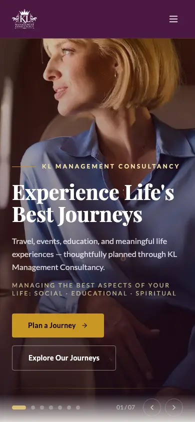klmconsultancy.com homepage on mobile