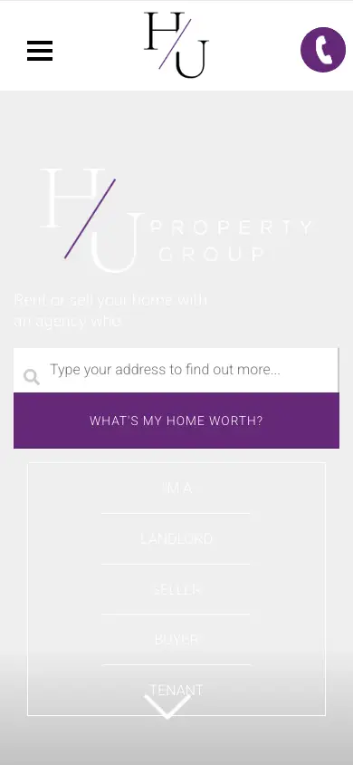 hupropertygroup.com.au homepage on mobile