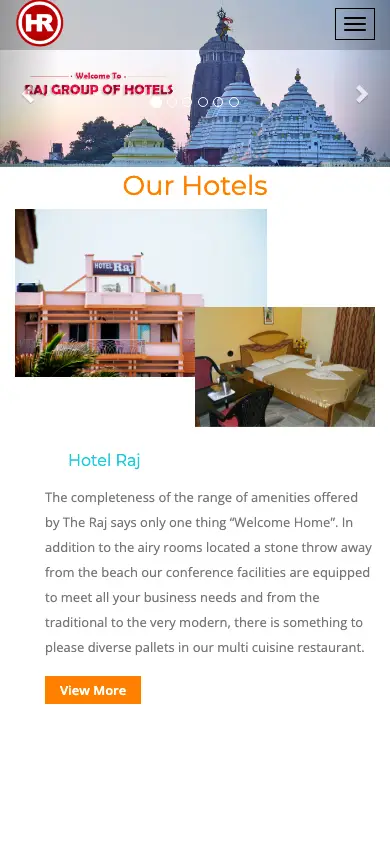 rajgroupofhotels.com homepage on mobile