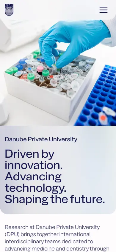 dpu-research.at homepage on mobile