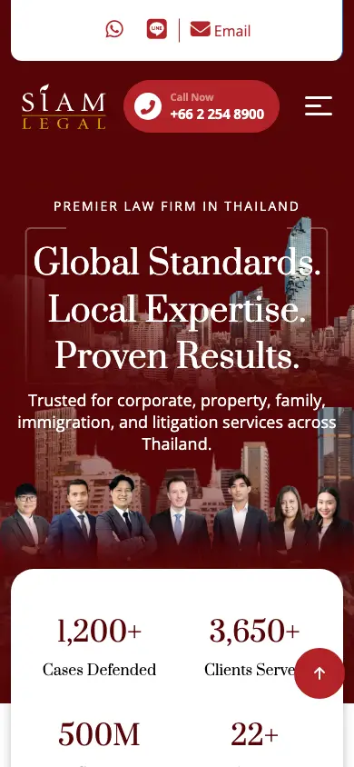 siam-legal.com homepage on mobile