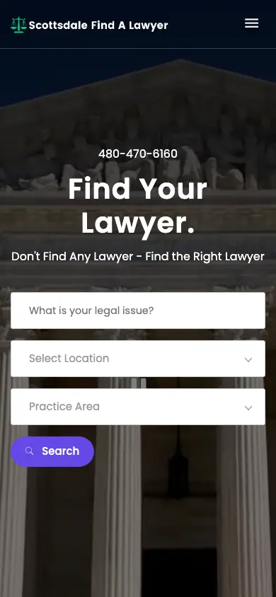scottsdalefindalawyer.com homepage on mobile