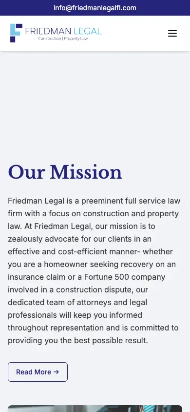 friedmanlegalfl.com homepage on mobile