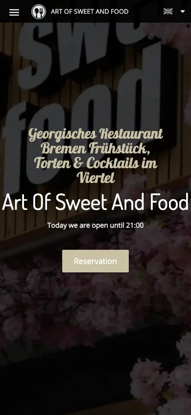 artofsweetandfood.de homepage on mobile