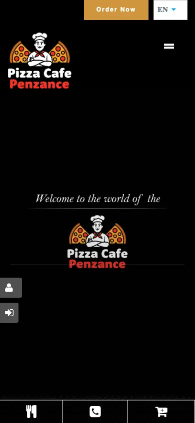 pizzacafepenzance.com homepage on mobile