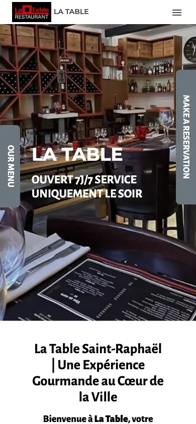 latablerestaurant.fr homepage on mobile