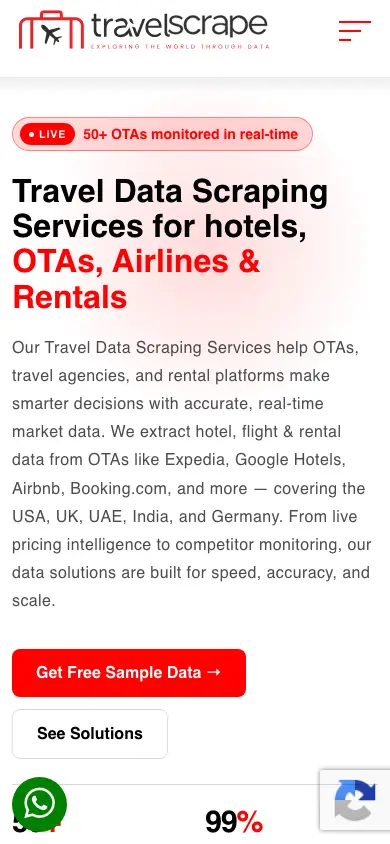 travelscrape.com homepage on mobile