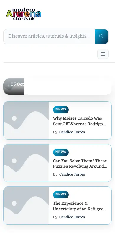 modernarenastore.uk homepage on mobile