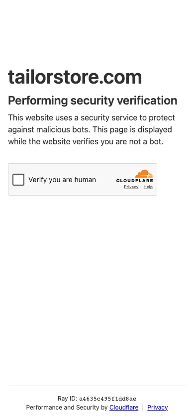 tailorstore.com homepage on mobile