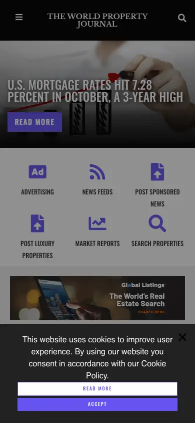 worldpropertyjournal.com homepage on mobile