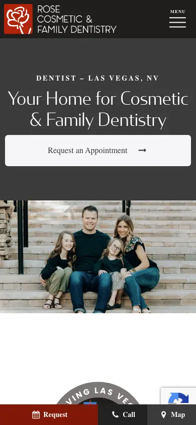 dentalrose.com homepage on mobile