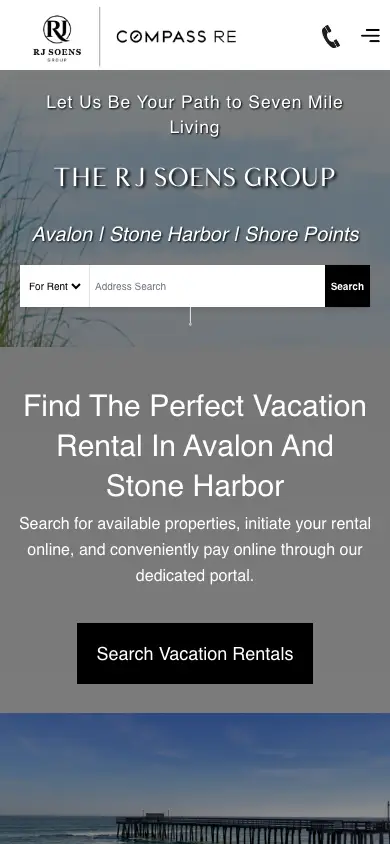avalonstoneharbor.com homepage on mobile