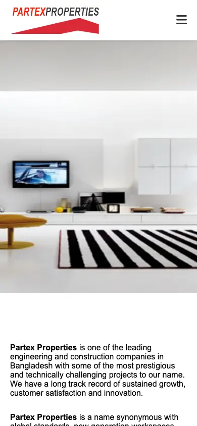 partexproperties.com homepage on mobile