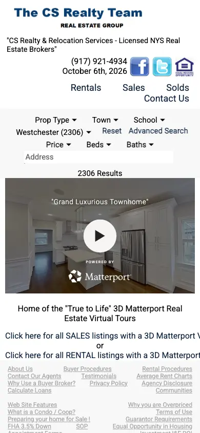 csrealty.com homepage on mobile