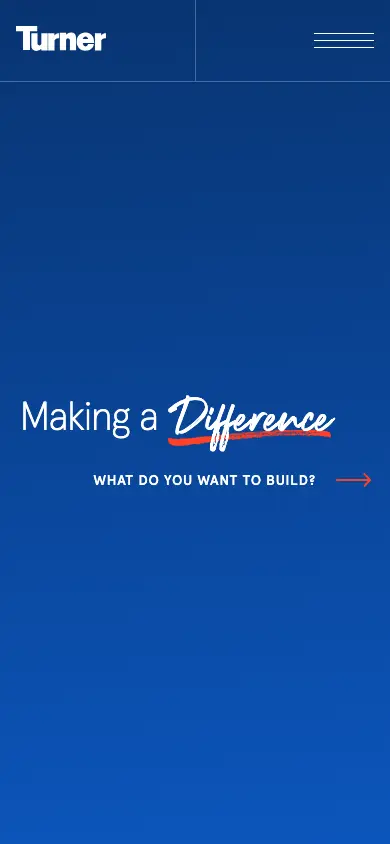 turnerconstruction.com homepage on mobile